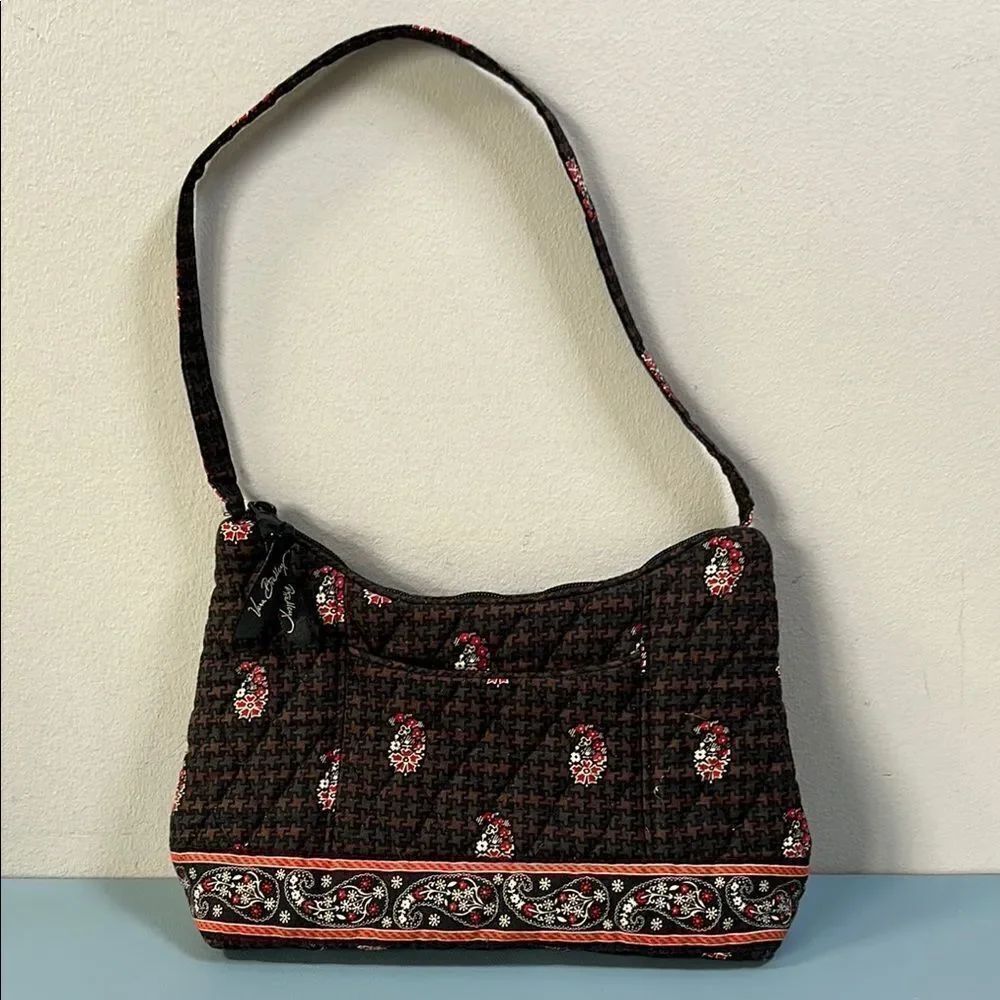 Vera Bradley Houndstooth Brown, Black and Red Patterned Women's Shoulder Bag